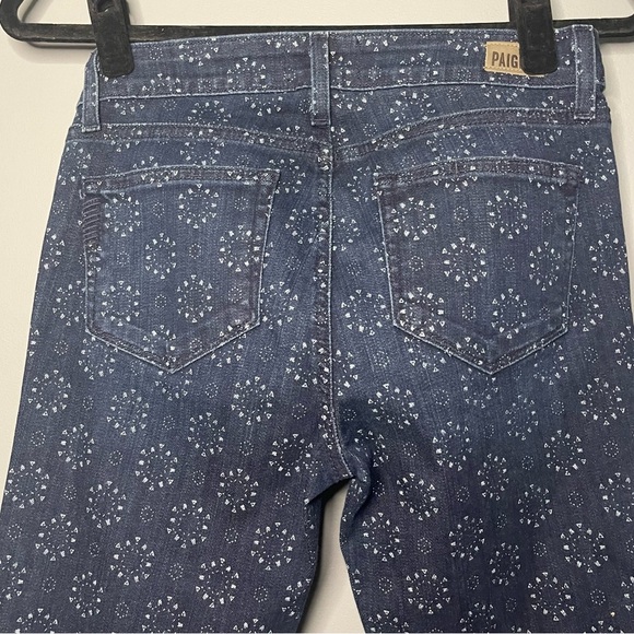 PAIGE by Anthropologie Dark Blue Patterned Women's Verdugo Ankle Jeans 27 - Picture 4 of 6